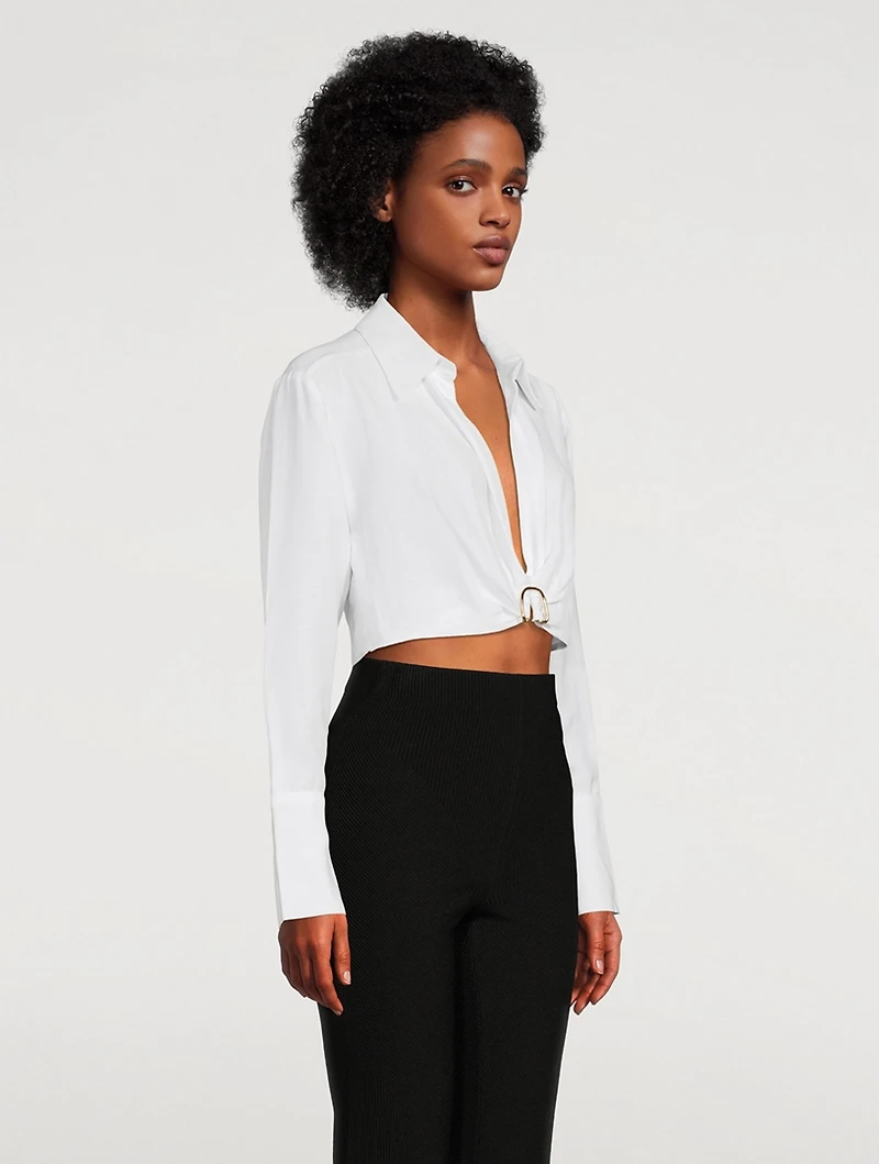 Thebes Cropped Shirt With Brooch Detail