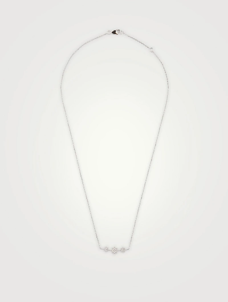 Aztec Silver North Star Micro Bar Necklace With White Sapphire