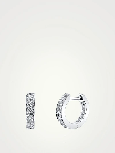 18K Gold Two-Row Huggie Hoop Earrings With Diamonds