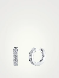 18K Gold Two-Row Huggie Hoop Earrings With Diamonds