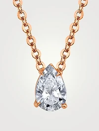 18K Rose Gold Chain Necklace With Pear Diamond