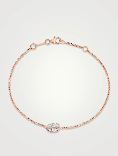 Small 18K Rose Gold Palm Leaf Bracelet With Diamonds