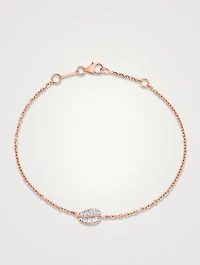 Small 18K Rose Gold Palm Leaf Bracelet With Diamonds