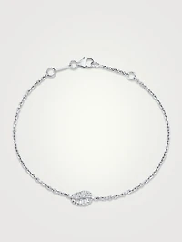 Small 18K White Gold Palm Leaf Bracelet With Diamonds