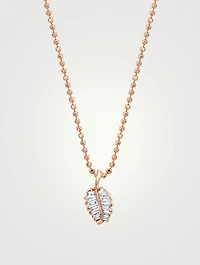 Small 18K Rose Gold Palm Leaf Necklace With Diamonds