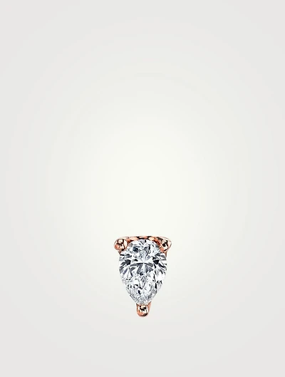 18K Rose Gold Pear Diamond Stud Earring