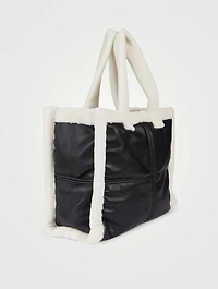 Large Lola Faux Shearling Tote Bag