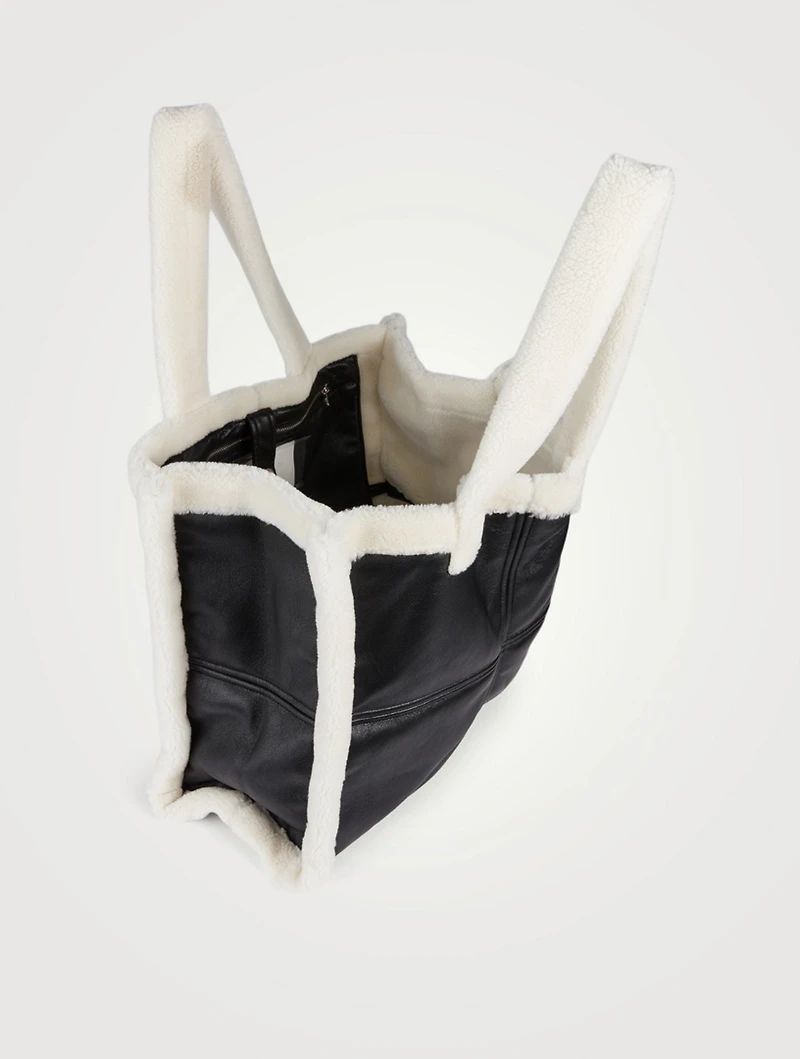 Large Lola Faux Shearling Tote Bag