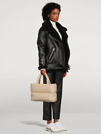 Small Daffy Padded Leather Tote Bag