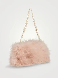 Feather Shoulder Bag With Pearl Handle
