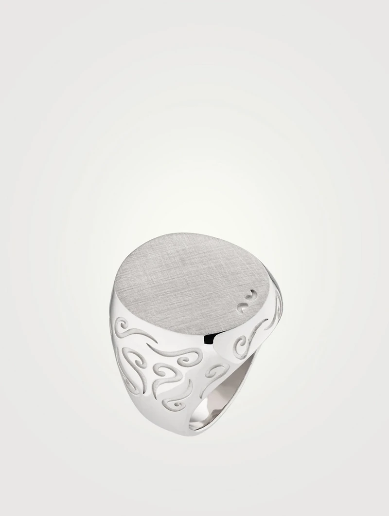 Ara Polished Silver Oval Signet Ring