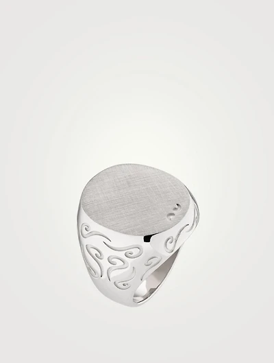Ara Polished Silver Oval Signet Ring