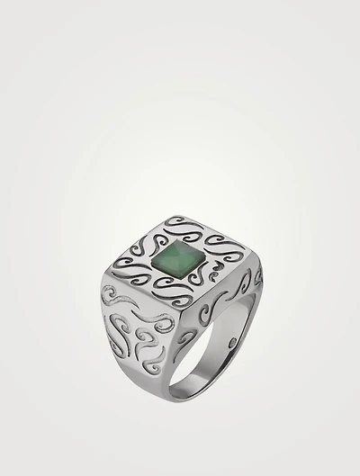 Ara Silver Square Ring With Green Aventurine