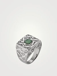 Ara Silver Square Ring With Green Aventurine