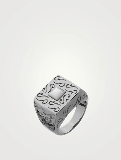 Ara Silver Square Ring With Mother-Of-Pearl