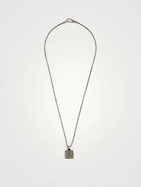 Ara Silver Square Pendant Necklace With Green Aventurine