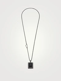 Ara Silver Rectangular Pendant Necklace With Onyx