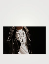 Ara Silver Rectangular Pendant Necklace With Onyx