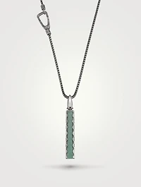Ara Silver Rectangular Pendant Necklace With Green Aventurine