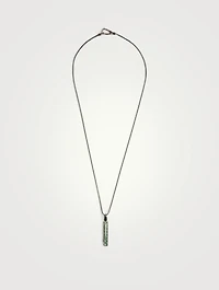 Ara Silver Rectangular Pendant Necklace With Green Aventurine