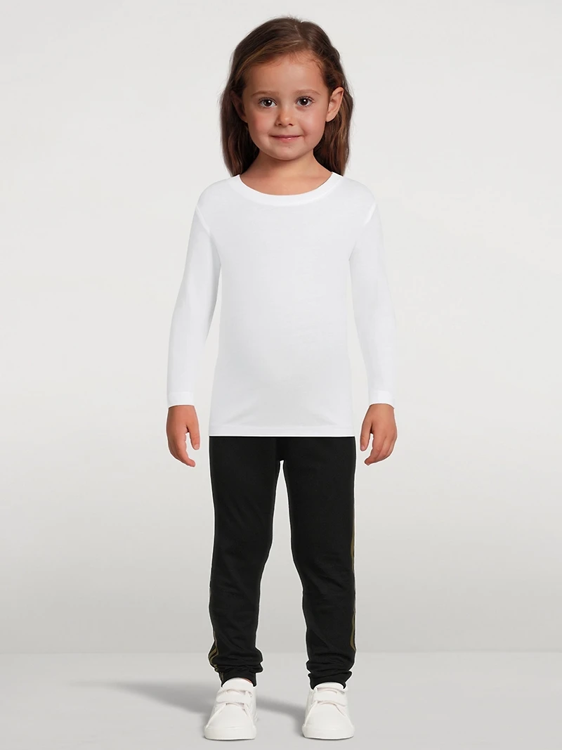 Kids Cotton Leggings With Side Stripe