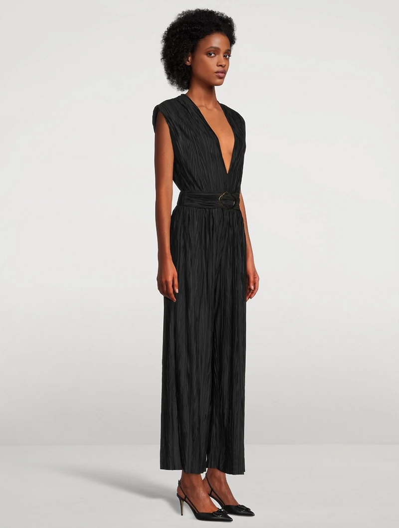 Galliano Pleated Sleeveless Jumpsuit