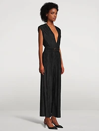 Galliano Pleated Sleeveless Jumpsuit