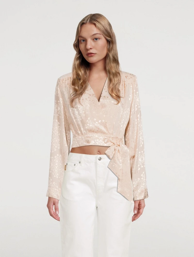Julianna Satin Jacquard Crop Top