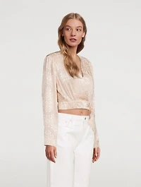 Julianna Satin Jacquard Crop Top