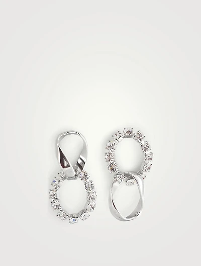 Asymmetrical Giant Chain And Crystal Chain Link Earrings With Crystals