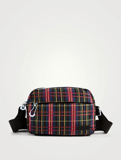 Festival Recycled Tech Fabric Crossbody Bag In Check Print