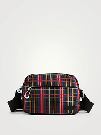 Festival Recycled Tech Fabric Crossbody Bag In Check Print