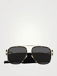 Square Aviator Sunglasses With Strap