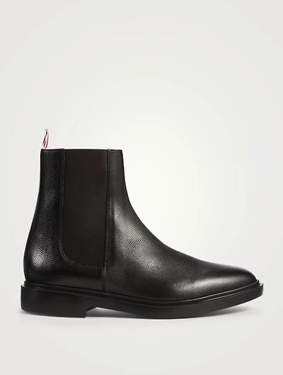 Pebble Grain Leather 4-Bar Chelsea Boots