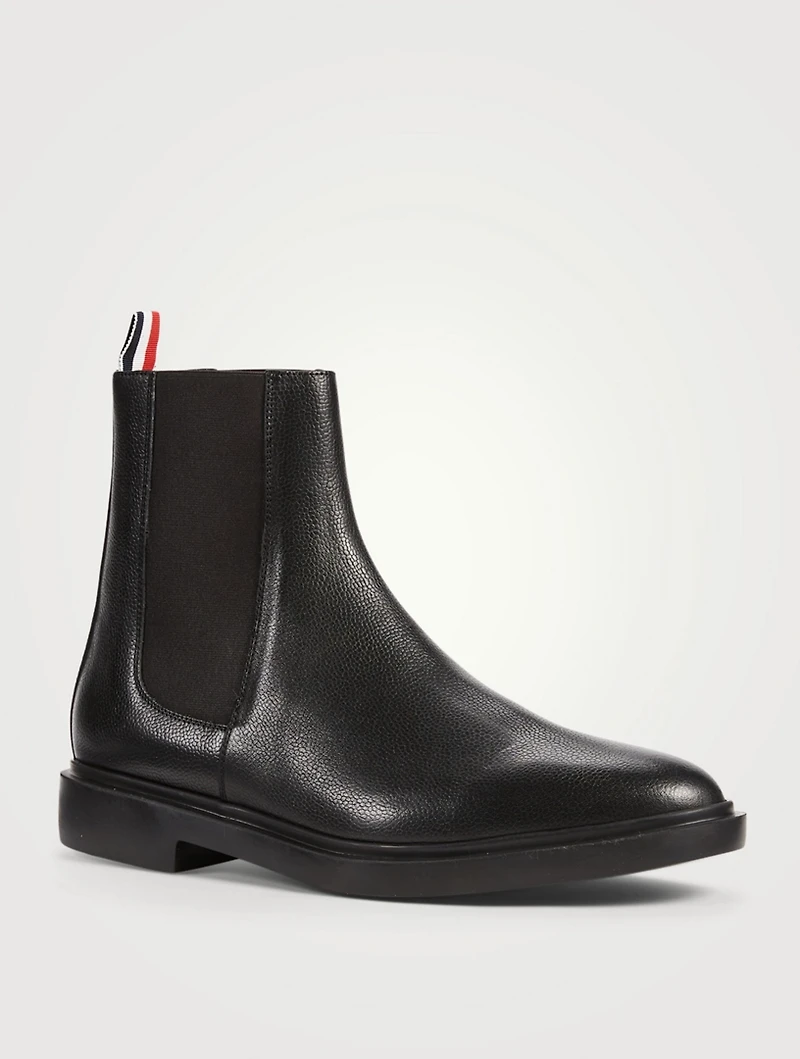 Pebble Grain Leather 4-Bar Chelsea Boots