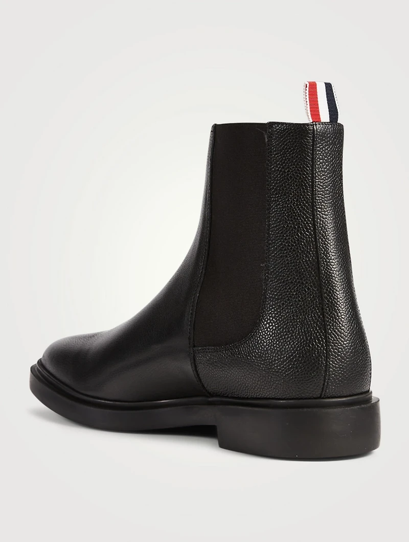 Pebble Grain Leather 4-Bar Chelsea Boots