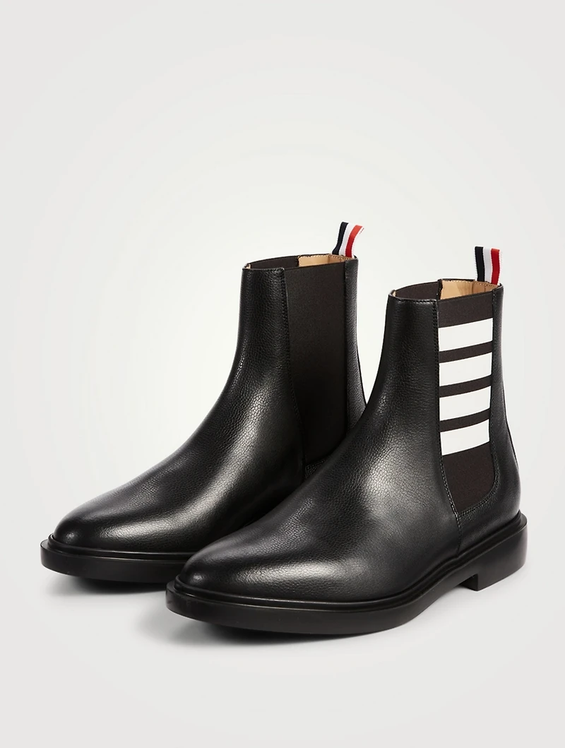 Pebble Grain Leather 4-Bar Chelsea Boots