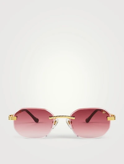 VF Hustler Drill Mount 24K Gold Rectangular Sunglasses