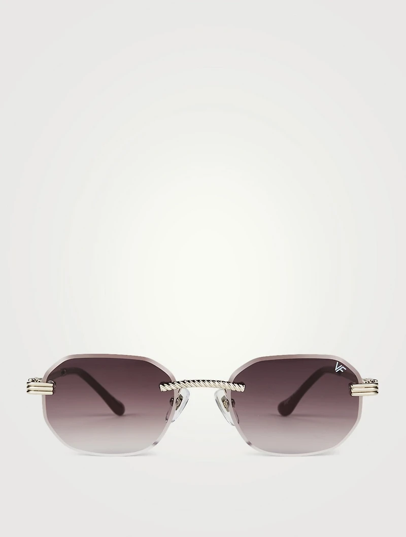 VF Hustler Drill Mount 24K White Gold Rectangular Sunglasses
