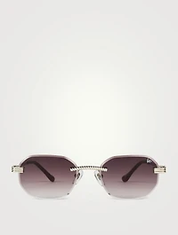 VF Hustler Drill Mount 24K White Gold Rectangular Sunglasses