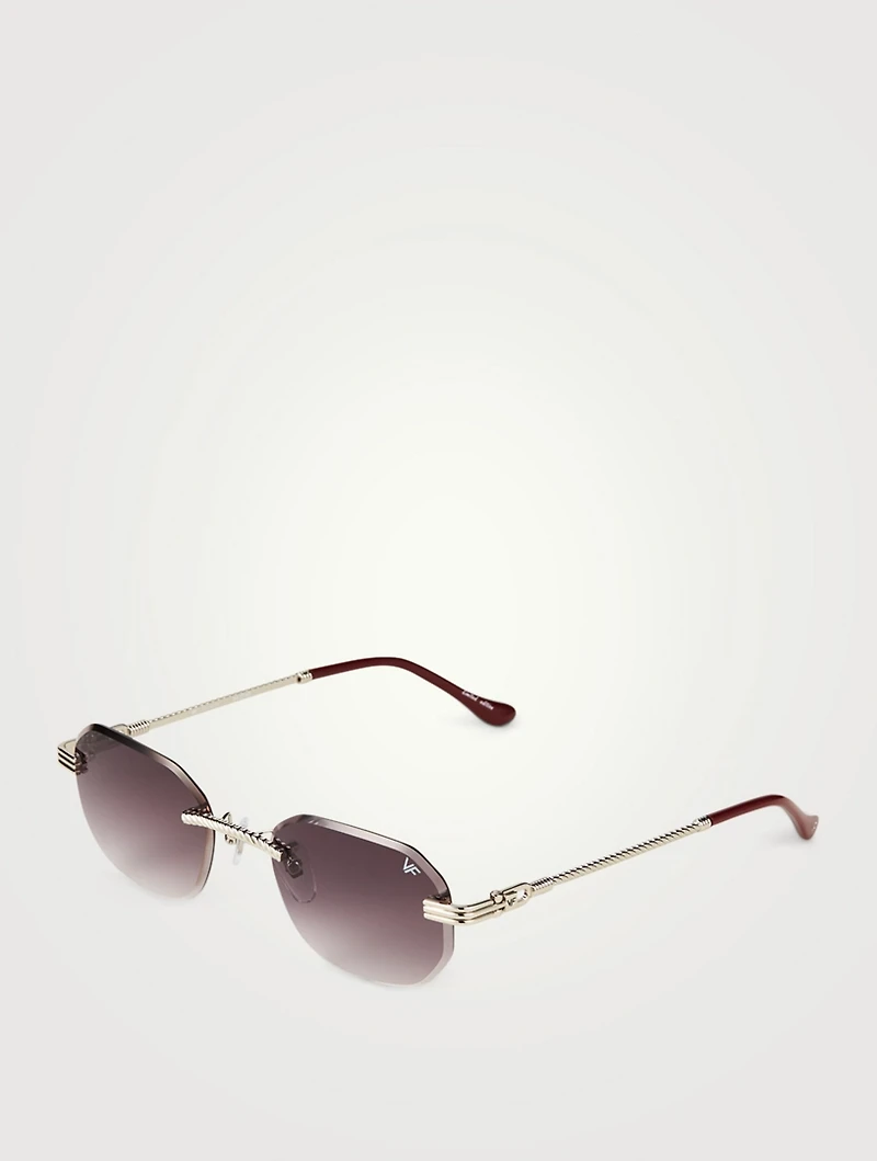 VF Hustler Drill Mount 24K White Gold Rectangular Sunglasses
