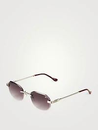 VF Hustler Drill Mount 24K White Gold Rectangular Sunglasses