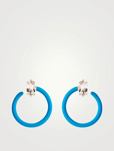 Small Tendril Circle Earrings With Rock Crystals
