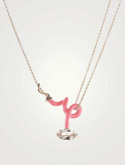 Baby Vine Curl Pendant Necklace With Rock Crystal