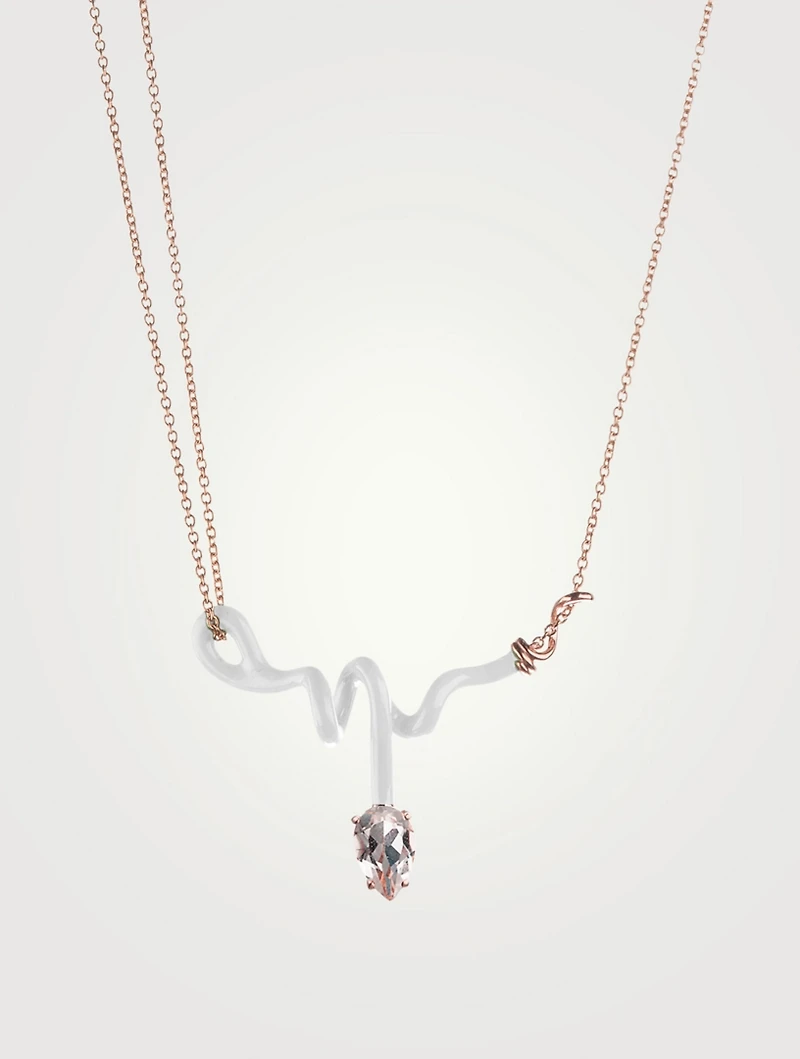Vine Curl Pendant Necklace With Rock Crystal