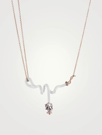Vine Curl Pendant Necklace With Rock Crystal