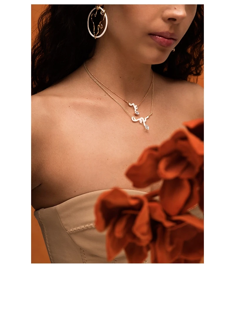 Vine Curl Pendant Necklace With Rock Crystal