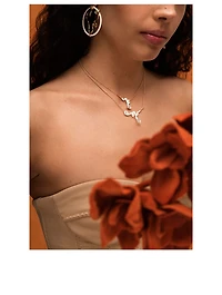 Vine Curl Pendant Necklace With Rock Crystal