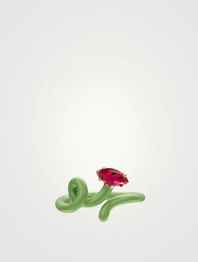 Baby Vine Tendril Ring With Corundum