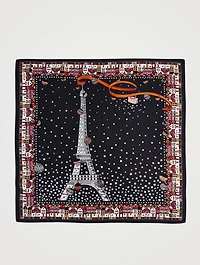 Silk Scarf In Eiffel Tower Yuletide Print